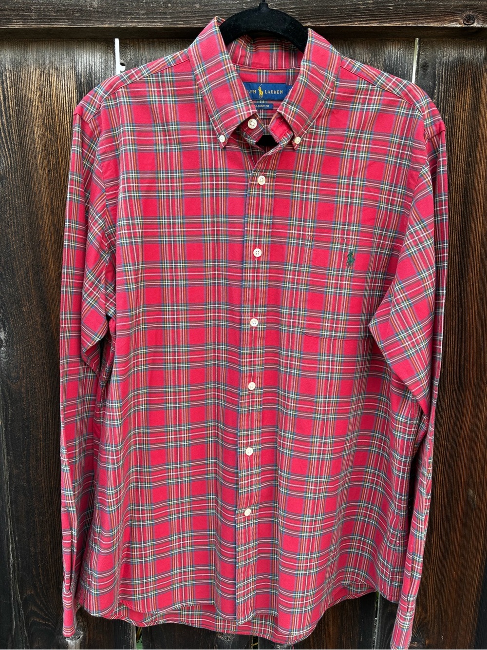 Ralph Lauren Red and Green Plaid Button-Down Shirt